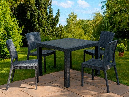 Mesa Palermo + 4 Sillones Verona Negro