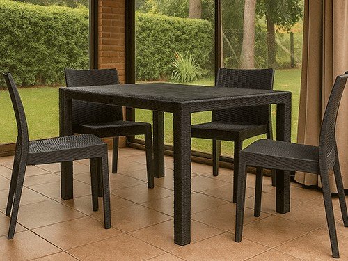 Mesa Andorra + 4 Sillones Verona Negro