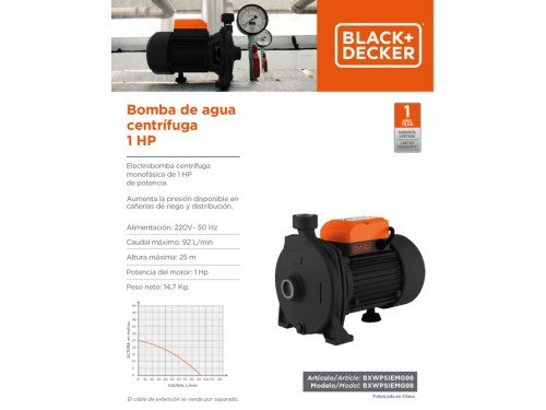 Bomba Centrifuga 1 HP bxwpsiemg98 Black and Decker