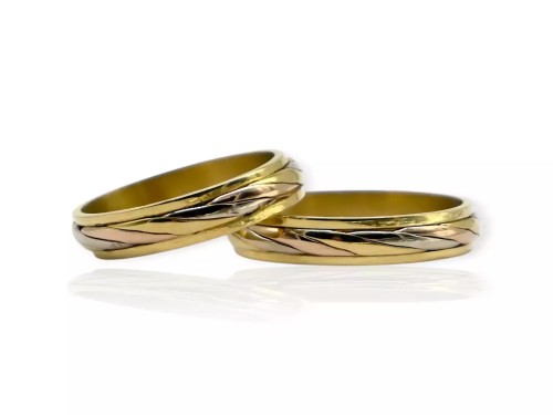 Par de alianzas oro 18k - Tricolor trenzada - 10 grs