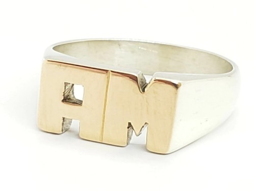 Anillo Con Iniciales Plata 925 - Oro 18k