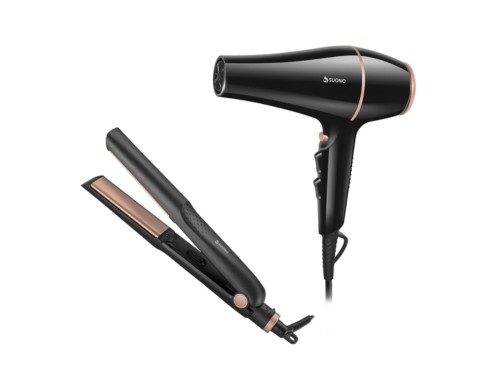 Set Suono Planchita de Cerámica y Secador de Pelo Temp. Regulable