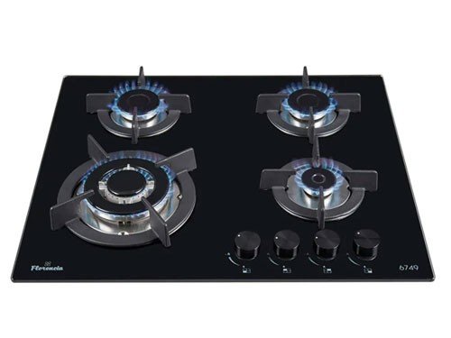 Anafe a Gas Florencia 4 Hornallas Triple Corona Vidrio Negro Encendido