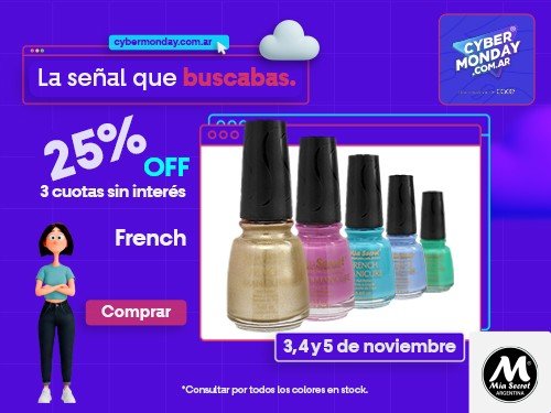 Esmalte French Manicure 15 ml  Mia Secret Lujo Clásico Confianza Total