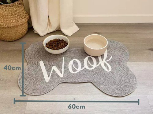 Alfombra Hueso Yute Woof 60x35 Perros Mascotas Deco Tapete Deco Hogar