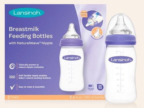 Trio de mamaderas para leche materna 240 ml Lansinoh (Pack x 3 unid.)