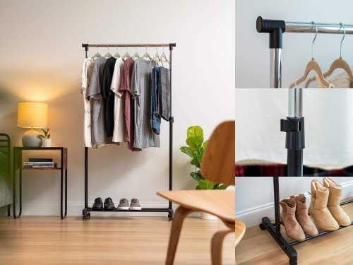 Perchero De Pie Organizador Móvil Con Ruedas Altura Regulable Barral