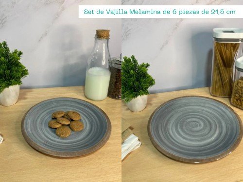 Juego de Vajila Set X6 Piezas Platos De Postre Grandes De Melamina