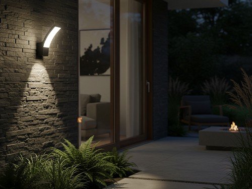 Aplique De Pared Exterior Led 12w Reflector Curvo Color Negro