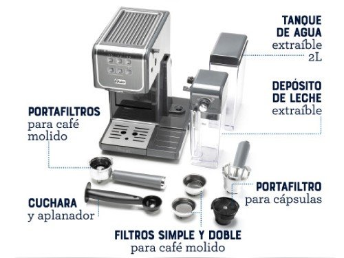 Cafetera Oster® PrimaLatte™ Touch Gris BVSTEM6801M