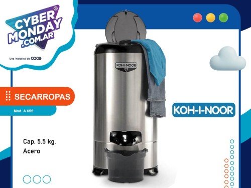 Secarropas 5,5 Kg. 2800 RPM, Acero, Mod. A 655, Kohinoor