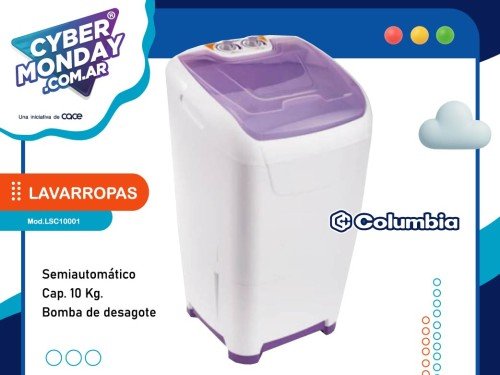 Lavarropas Semiautomático 10 kg., con Bomba de desagote, Columbia