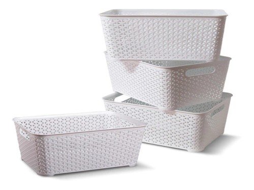 Cesto Plastico Ratan Chico X4 Colombraro