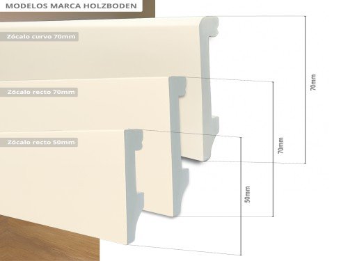 Zocalo de eps pintable modelo recto de 5x250cm Holzboden