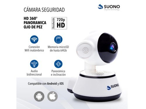 Cámara IP 180° HD WiFi Gran Angular Audio Bidireccional Suono