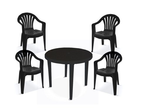 Juego Mesa Redonda D: 90cm + 4 Sillones Verona Colombraro