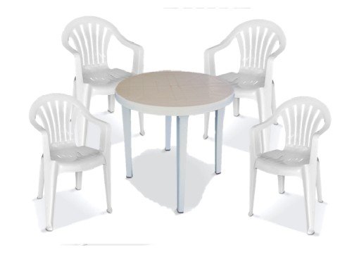 Juego Mesa Redonda D: 90cm + 4 Sillones Verona Colombraro
