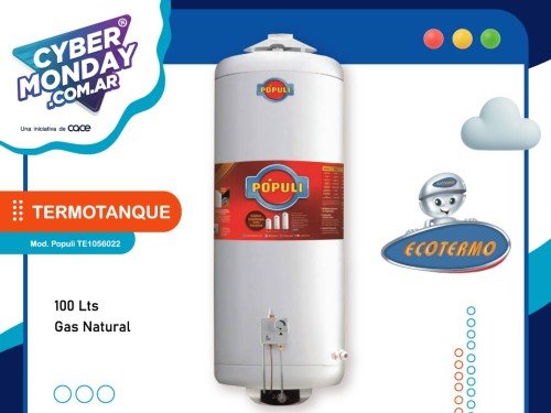 Termotanque 100 Lts Gas Natural, Mod.Populi TE1056022, Ecotermo