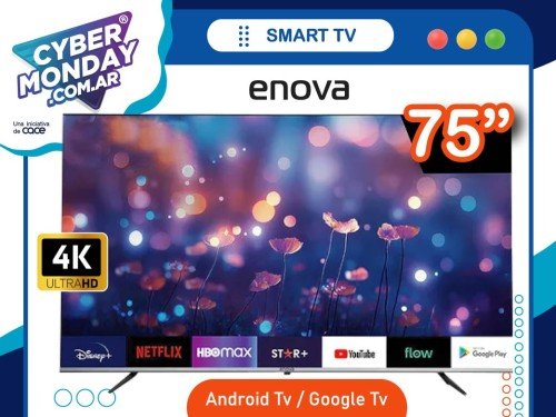 Smart Tv Led 75", 4K , UHD, Android / Google Tv, Usb , Hdmi, Enova