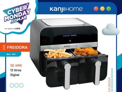 Freidora de aire 12 Lts, Digital, Doble Bandeja, Mod. 2201, Kanji