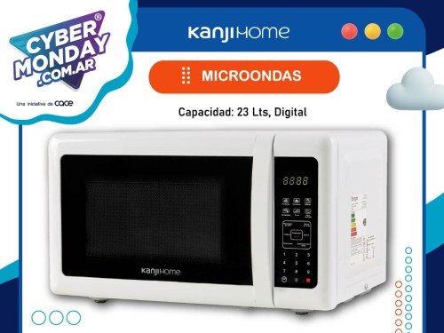 Microondas 23 Lts, digital, 1000 Wts, 6 modos de cocción, Kanji