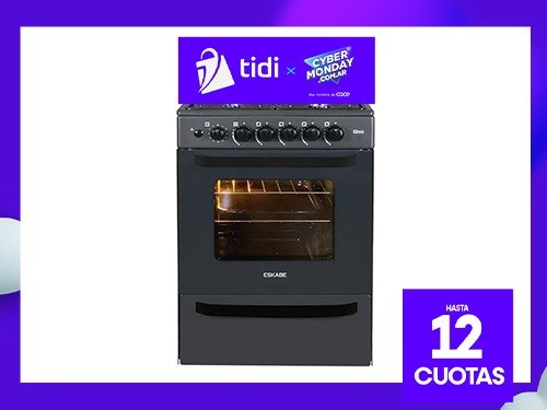 Cocina ESKABE Q10 BK 4 Hornallas Multigas 57 cm Negro