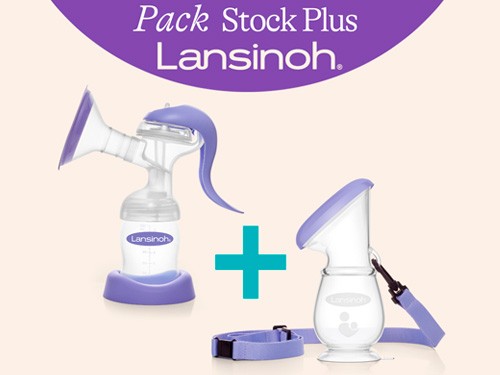 Pack Stock Plus Sacaleche manual + Recolector de leche Lansinoh