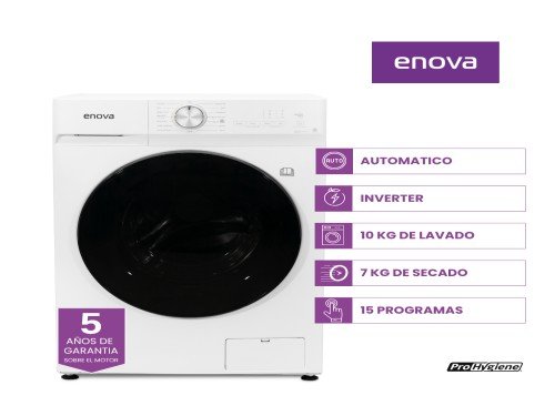 Lavasecarropas Enova LE10F10B inverter carga frontal 10 kg Blanco