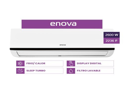 Aire Acondicionado ENOVA Split 2600 W 2236 fg Frío Calor Kit