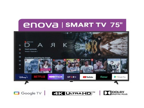 Smart TV enova 75" LED 4K UHD Frameless Google TV