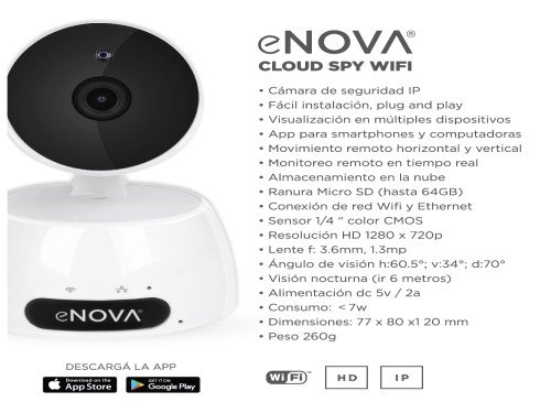 Combo Cámara Seguridad enova Wifi NVR 8CH 1TB