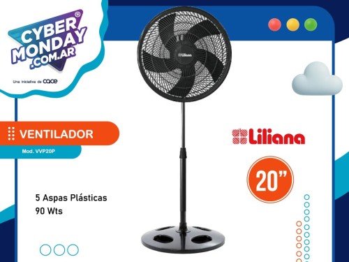 Ventilador de Pie 20", 5 aspas plásticas, 90w, Mod. VVP20P, Liliana
