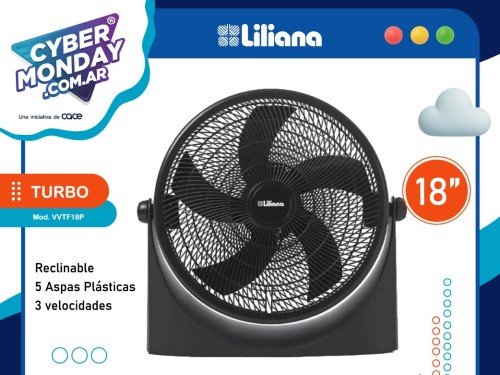 Turboventilador 18", Reclinable, 5 Aspas Plásticas, 3 vel. Liliana