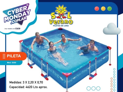 Pileta de lona 3X2,20X0,70, Cap. 4620 Lts, Mod. S 300, Sol de Verano