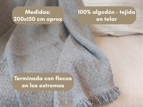 Manta Rústica Pampa 100% Algodón – Tejida en Telar – 200x150 cm aprox