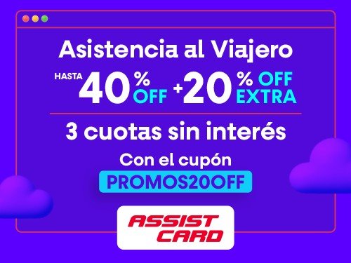 Hasta 40% OFF + 20% EXTRA en Asistencia al Viajero. Cupón PROMOS20OFF