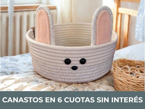 Canasto Organizador Infantil Conejo Algodón Lurex Deco Cesto Guarda