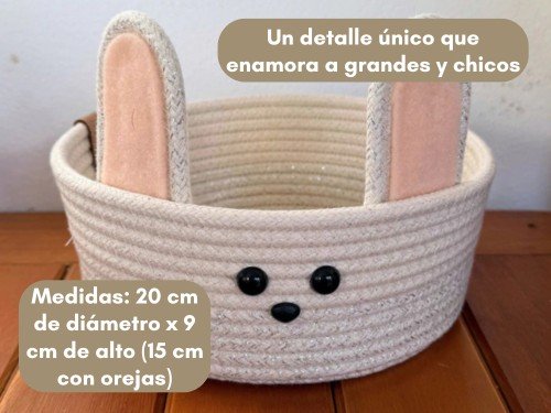 Canasto Organizador Infantil Conejo Algodón Lurex Deco Cesto Guarda