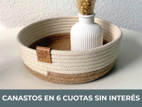 Canasto Organizador Yute Trenzado Cesto Deco Bazar 20x20x7,5