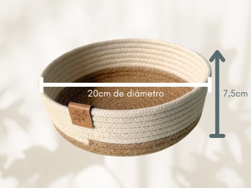 Canasto Organizador Yute Trenzado Cesto Deco Bazar 20x20x7,5