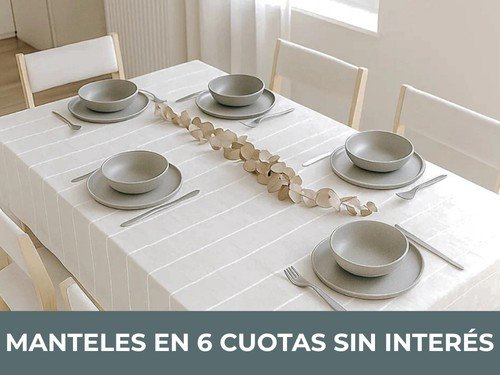 Mantel Tusor Gris Rayado 1,5x2,5m Mesa 6 A 8 Personas Deco Textil