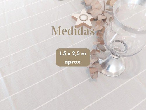 Mantel Tusor Gris Rayado 1,5x2,5m Mesa 6 A 8 Personas Deco Textil