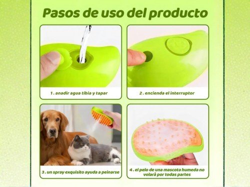 Cepillo De Vapor 3en1 Masajeador Para Mascotas Perros Y Gatos