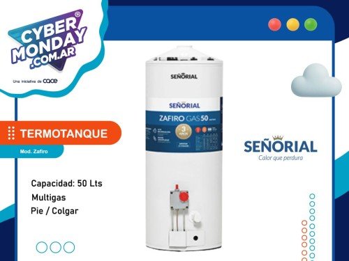 Termotanque Multigas 50 Lts, Pie/colgar, Alta recup. Zafiro Señorial