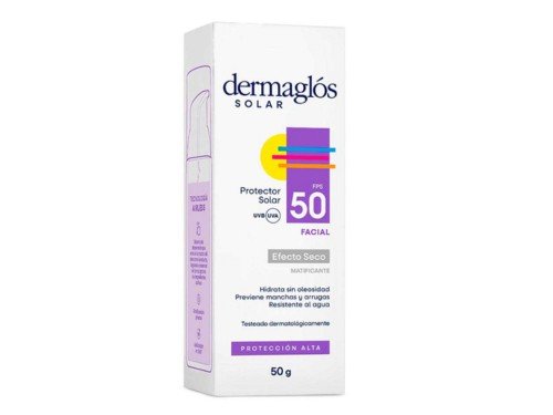 Dermaglós Protector Solar Facial Fps50 x50g Efecto seco (Sin color)