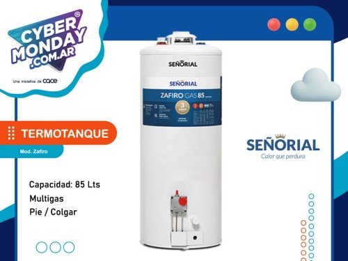 Termotanque Multigas. 85 Lts. pie / colgar, Mod. Zafiro, Señorial