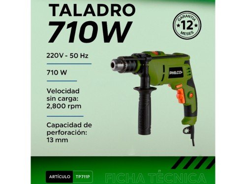 Combo Taladro Percutor 710w + Amoladora Angular 710w + Set Herramienta
