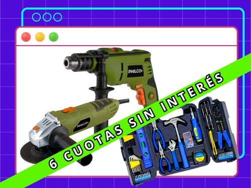 Combo Taladro Percutor 710w + Amoladora Angular 710w + Set Herramienta