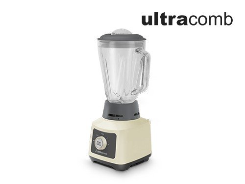 Licuadora De Mesa Ultracomb Lc-2012 1.5lts Jarra De Vidrio Color Crema