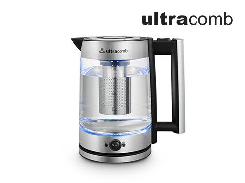 Pava Eléctrica Vidrio 1.8lt Ultracomb Infusor Te Mate Pe4915 Color Neg